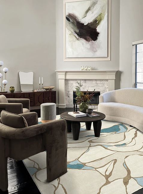 Nina Takesh Aude Teal Ivory Rug-9'x12' thumbnail 2