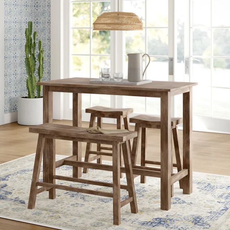 Raymundo 4 Person Counter Height Solid Wood Dining Set thumbnail 2