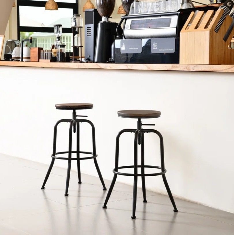 Grundy Swivel Adjustable Height Bar Stool Set of 2 thumbnail 2