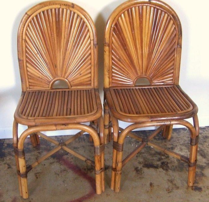 Eight Gabriella Crespi Rising Sun Bamboo Dining Chairs Set of 8 thumbnail 2