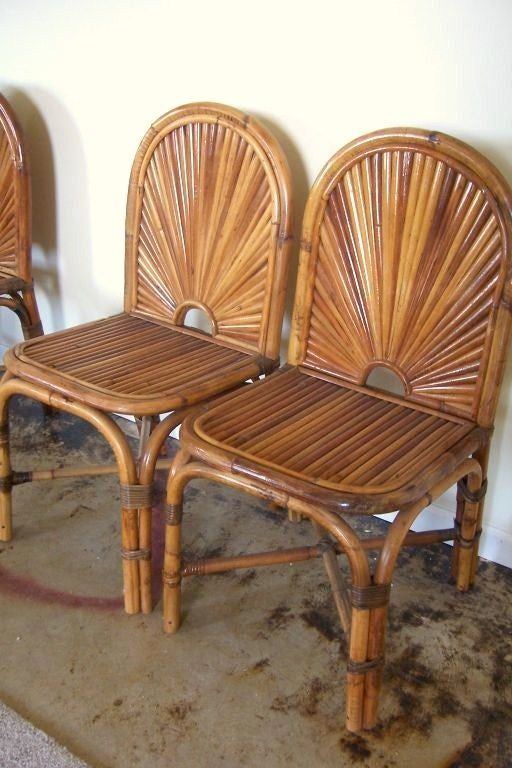 Eight Gabriella Crespi Rising Sun Bamboo Dining Chairs Set of 8 thumbnail 3
