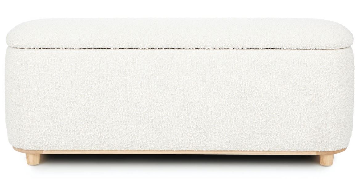Maribo Ivory Boucle Storage Ottoman thumbnail 2