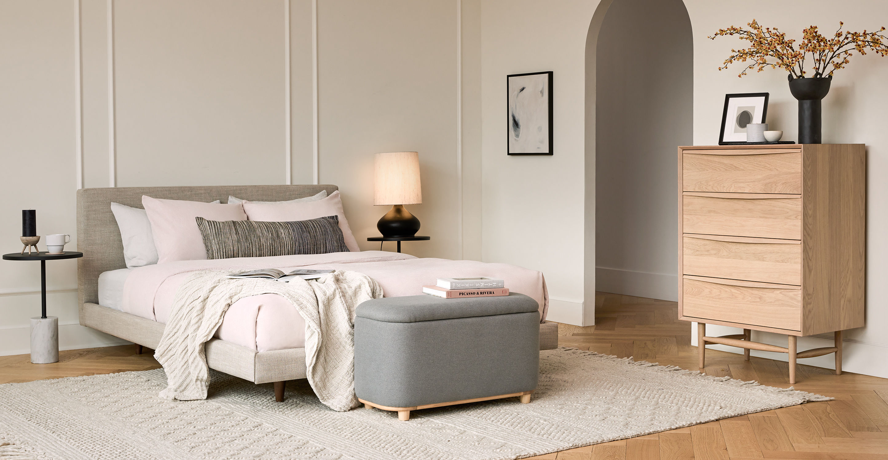 Maribo Stately Gray Storage Ottoman thumbnail 2