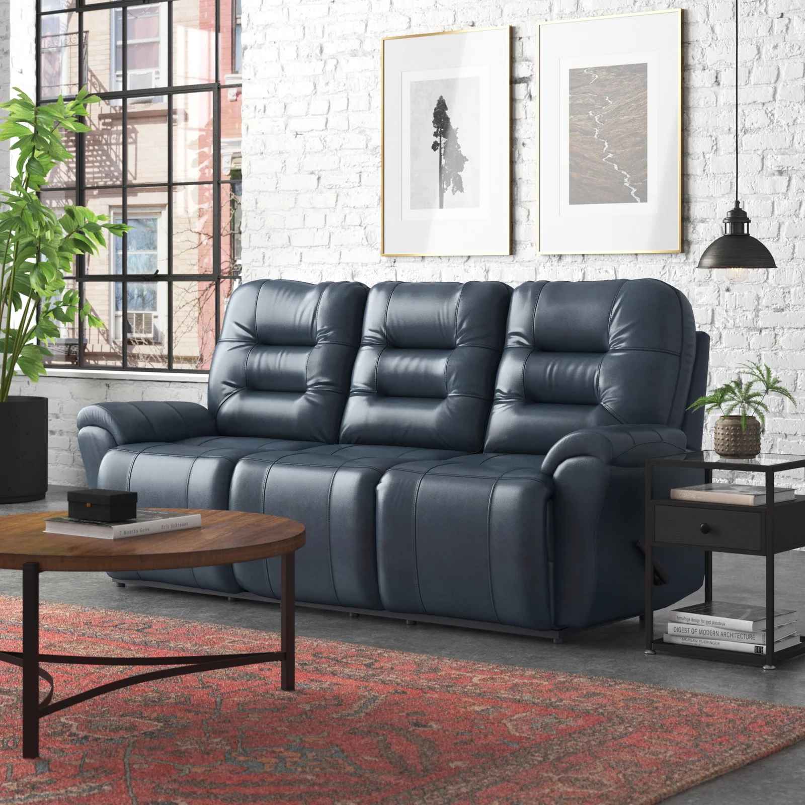 Glidden Genuine Leather Pillow Top Arm Reclining Sofa thumbnail 2