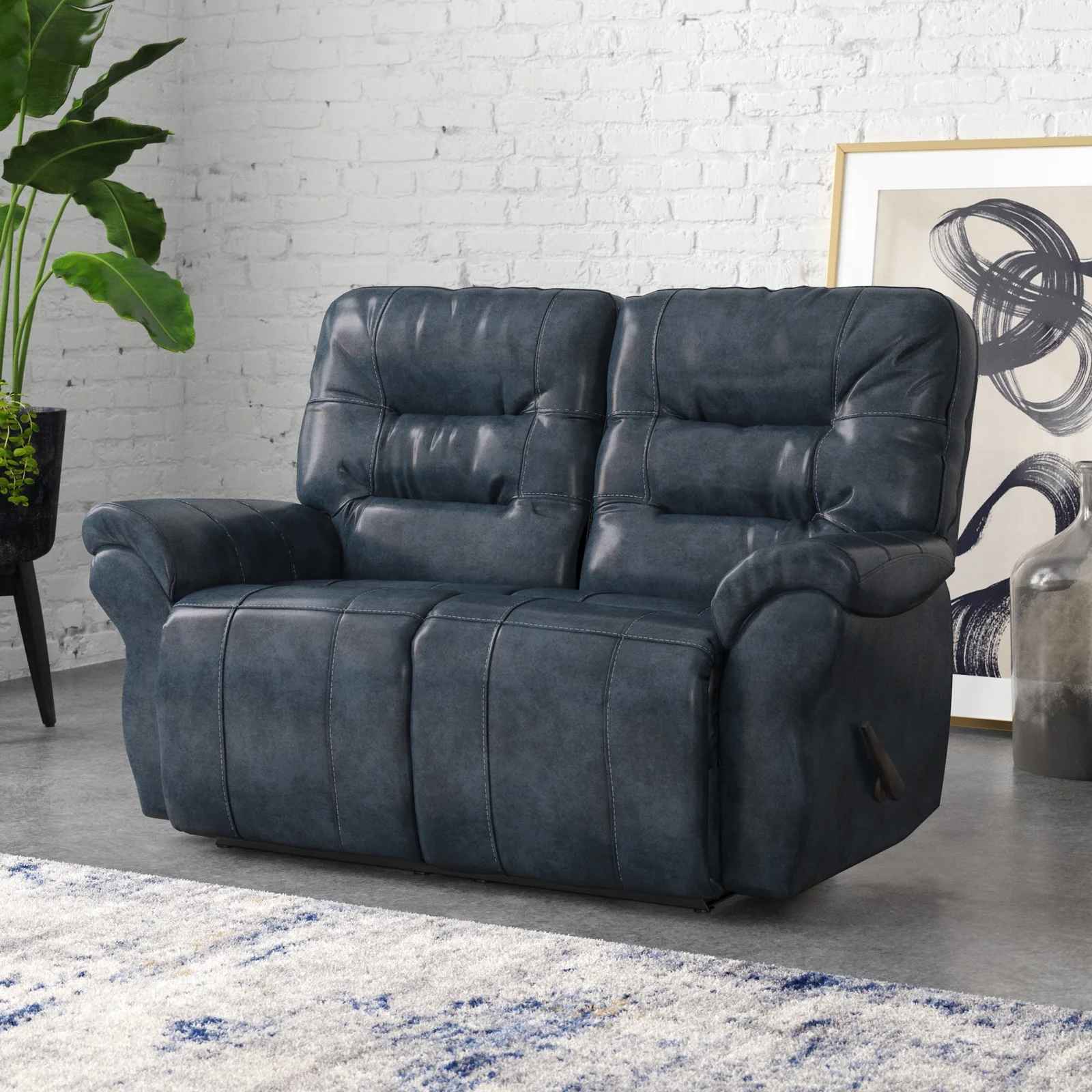 Fuller Genuine Leather Pillow Top Arm Reclining Loveseat thumbnail 2