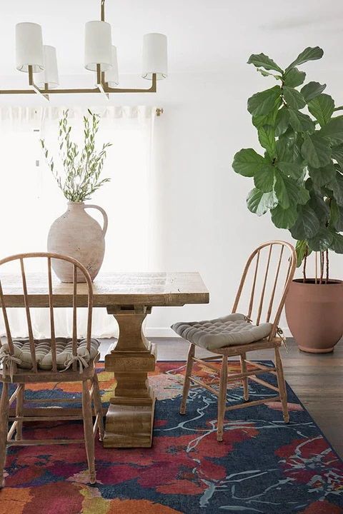 Watercolor Floral Navy Rug-6'x9' thumbnail 2