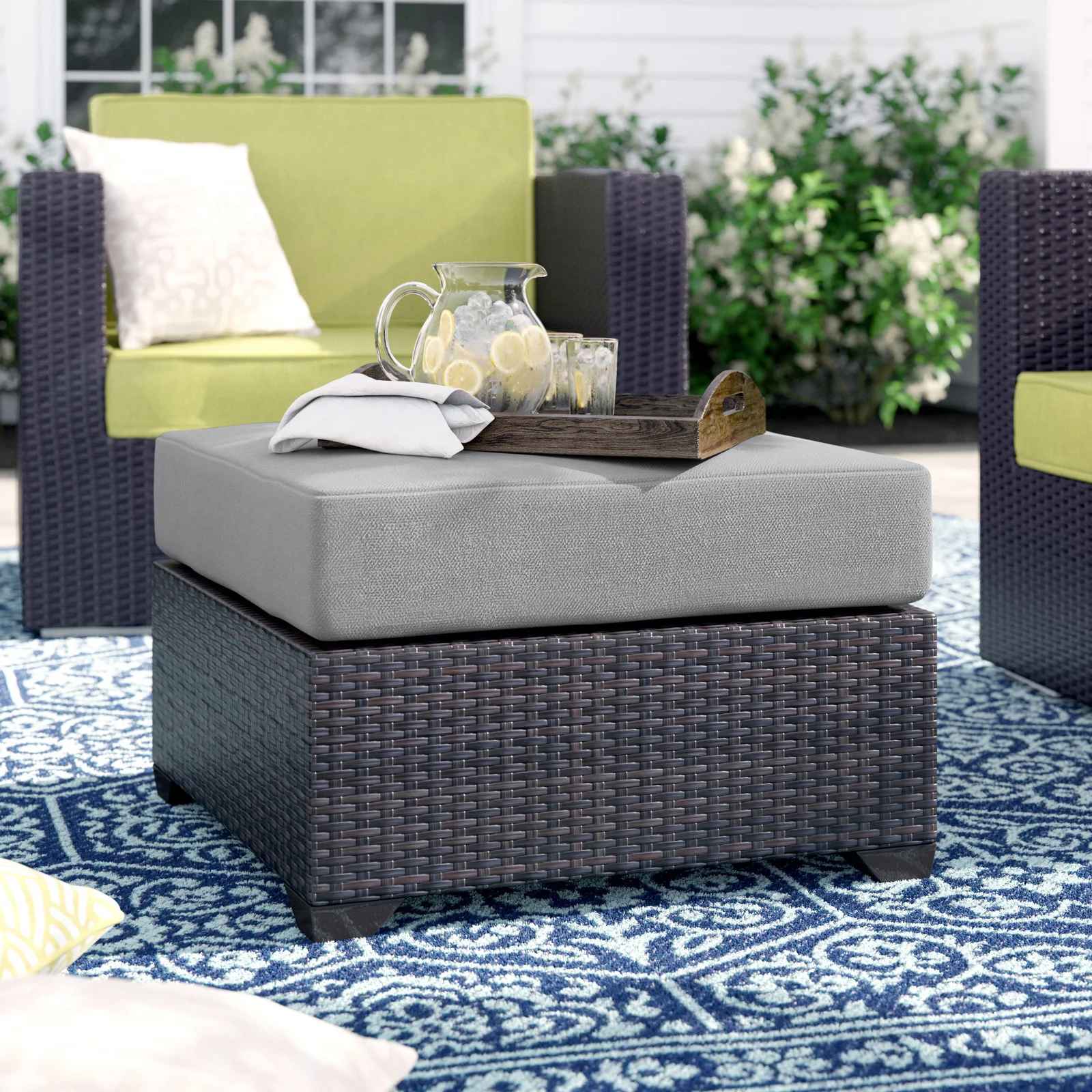 Tegan Outdoor Ottoman with Cushion thumbnail 2