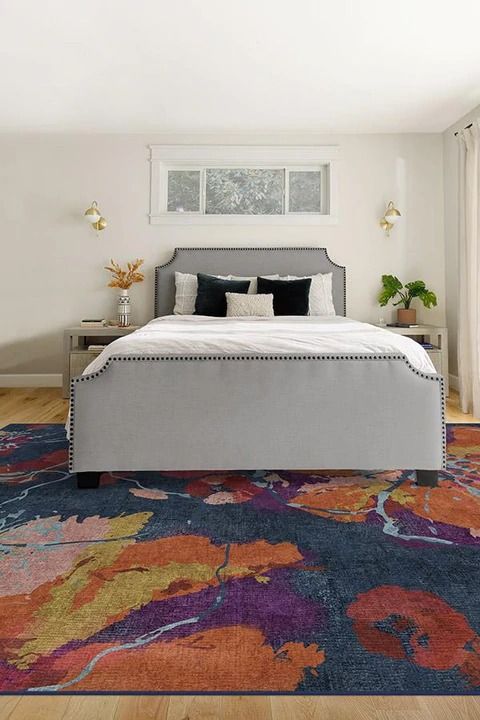 Watercolor Floral Navy Rug-9'x12' thumbnail 2