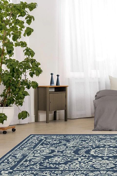 Delphina Navy Blue Rug-5'X7' thumbnail 2
