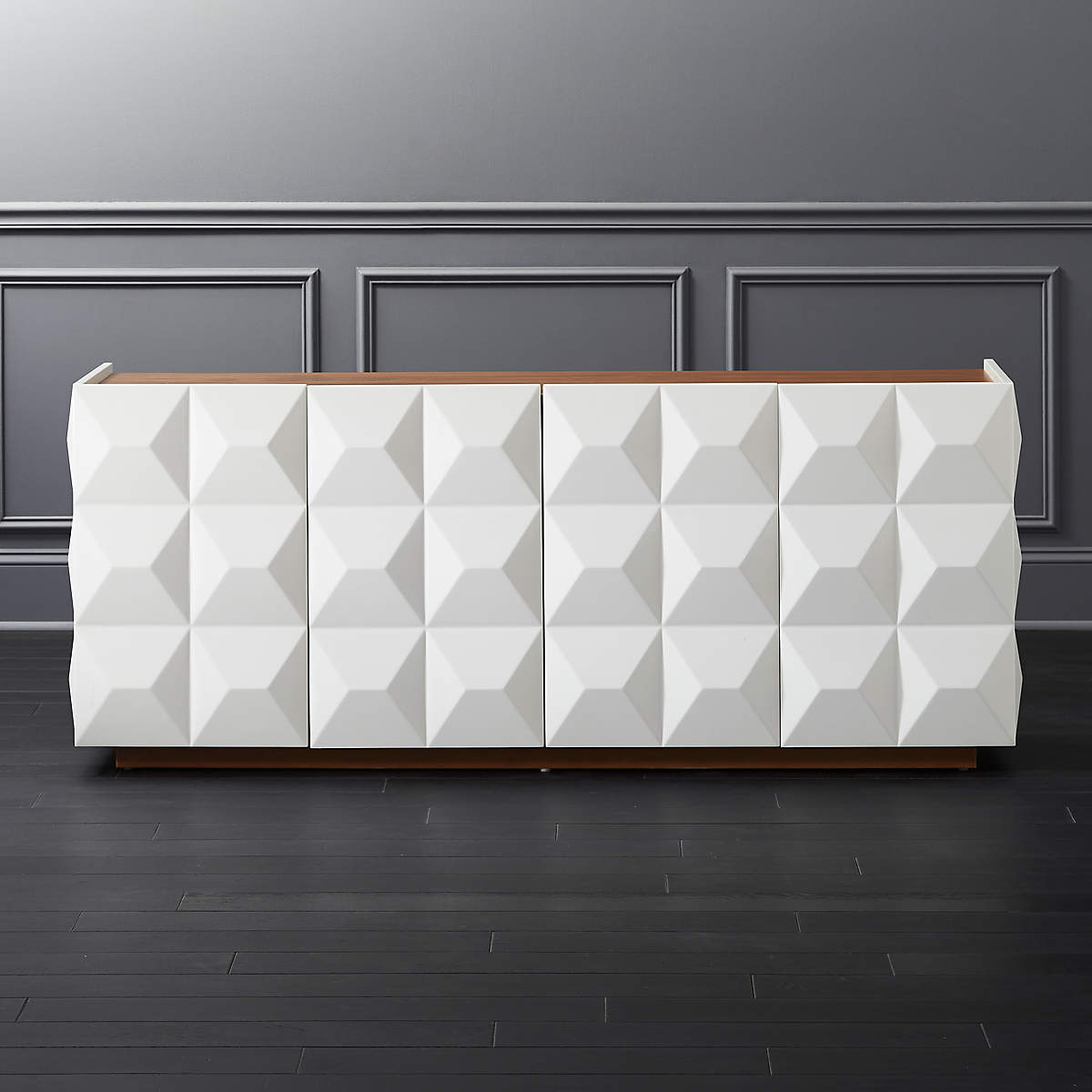 Issa High Gloss White Media Credenza thumbnail 4