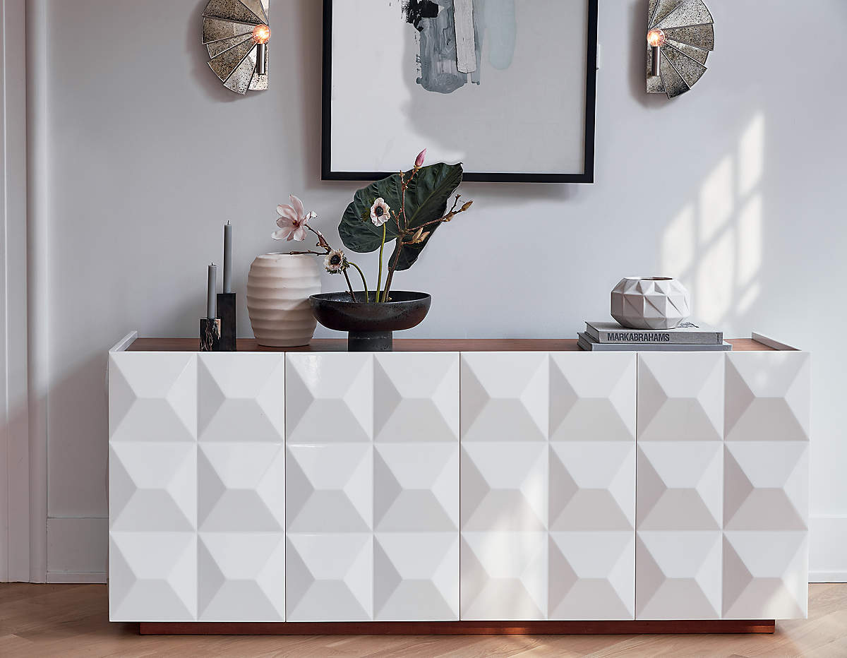 Issa High Gloss White Media Credenza thumbnail 2