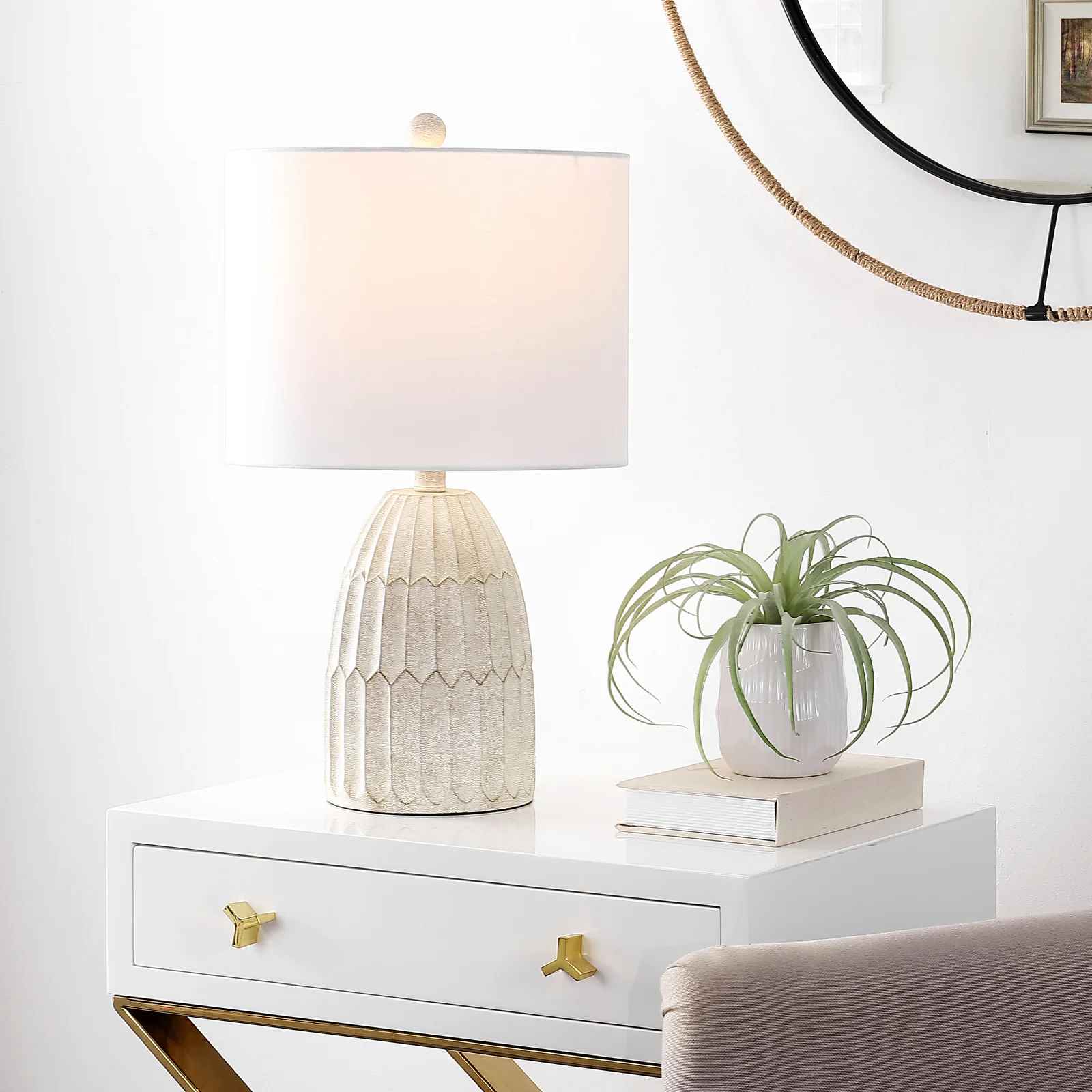 Haslett 22'' Antique White Table Lamp Laurel Foundry Modern Farmhouse® thumbnail 4