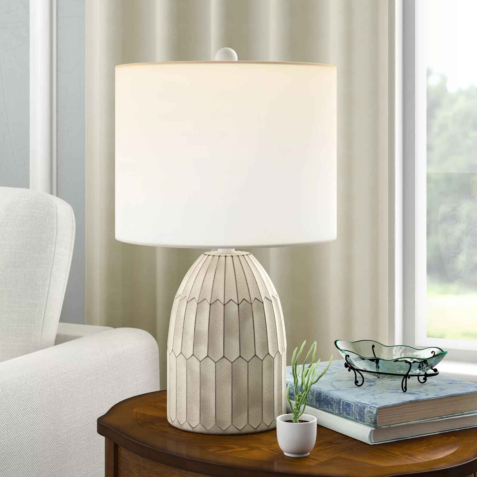 Haslett 22'' Antique White Table Lamp Laurel Foundry Modern Farmhouse® thumbnail 5