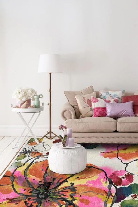 Watercolor Floral Multicolor Rug-9'x12' thumbnail 2