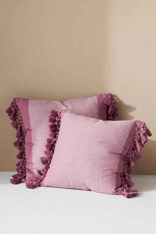 Tasseled Teague Cotton Linen Pillow with insert-22"x22" thumbnail 2