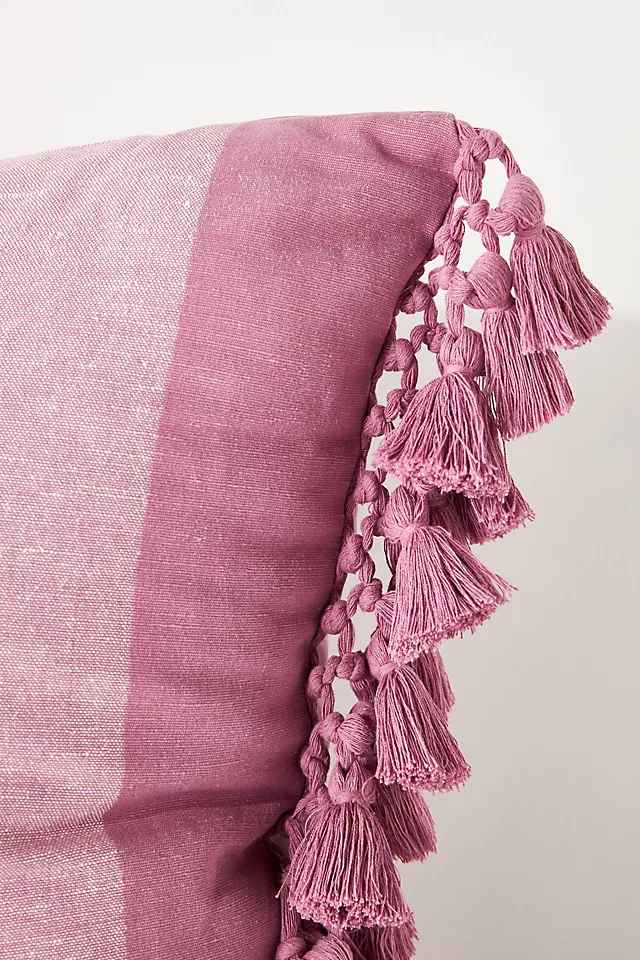 Tasseled Teague Cotton Linen Pillow with insert-22"x22" thumbnail 4