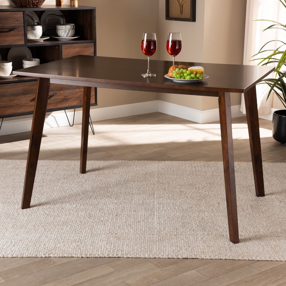 Baxton Studio Maila Mid century Modern Wood Dining Table thumbnail 2