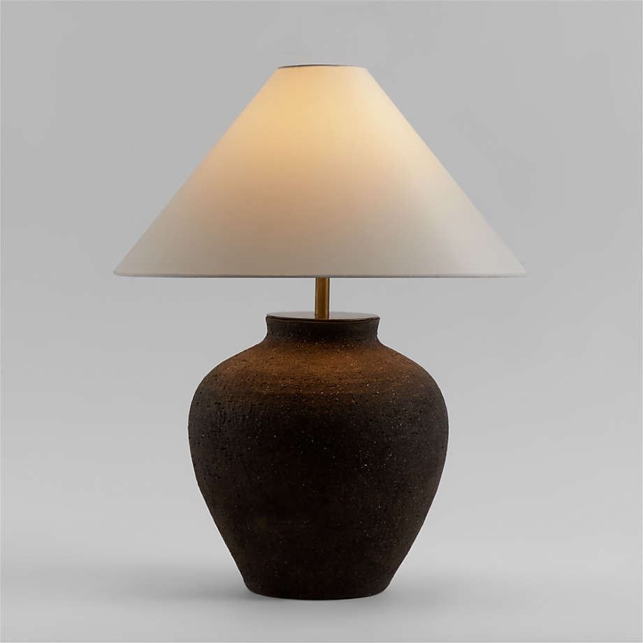 Corfu Black Table Lamp with Linen Taper Shade thumbnail 2