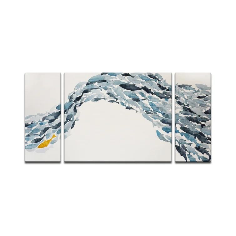 Goldfish 3 Piece Wrapped Canvas Set of 3 No Frame-60"x30" thumbnail 3