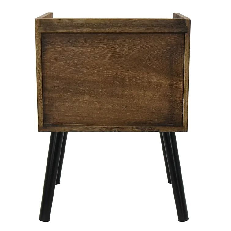 Jaylon Tall Drawer Solid Wood Nightstand in Dark Brown thumbnail 3