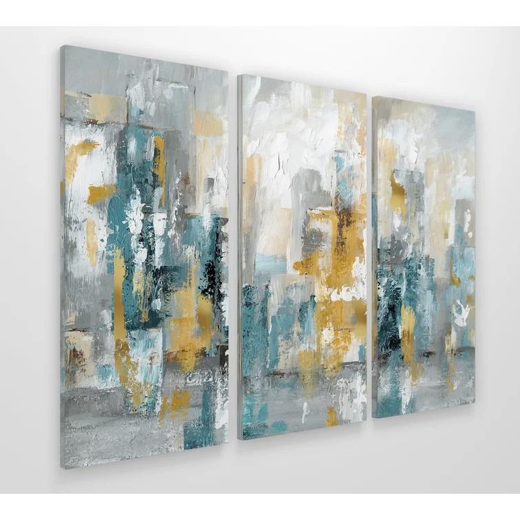 City Views II 3 Piece Wrapped Canvas No Frame-48"x32" thumbnail 3