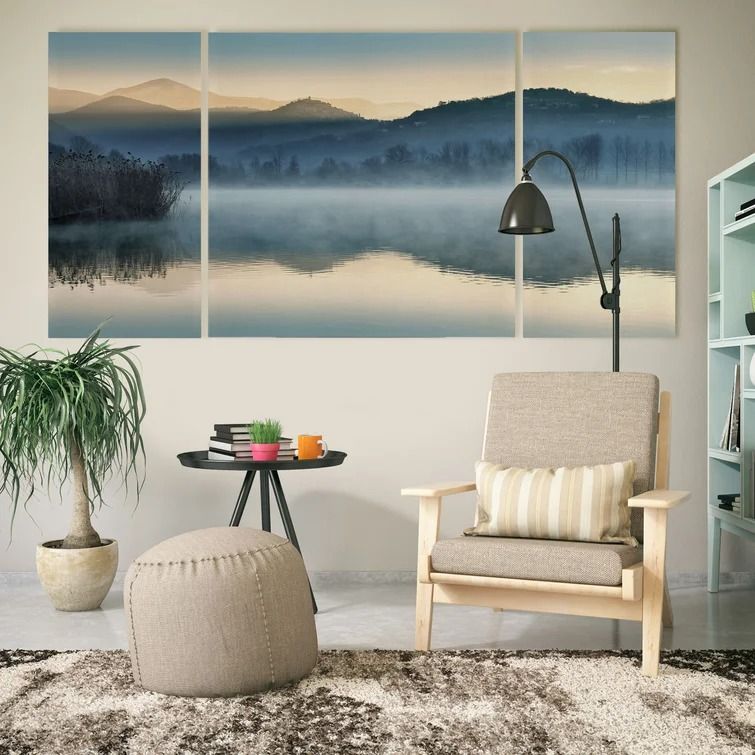 Quiet Morning 3 Piece Multi-Piece Image on Canvas No Frame-60"x40" thumbnail 2