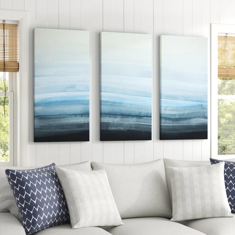 Coastal Mist 3 Piece Wrapped Canvas Print-60"x40" thumbnail 2