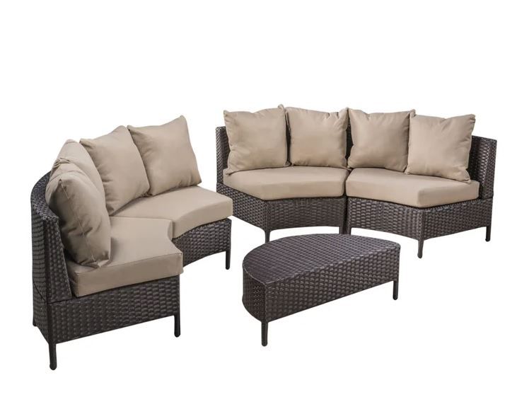 Dowd Wicker Rattan 4 Person Seating Group with Cushions thumbnail 2