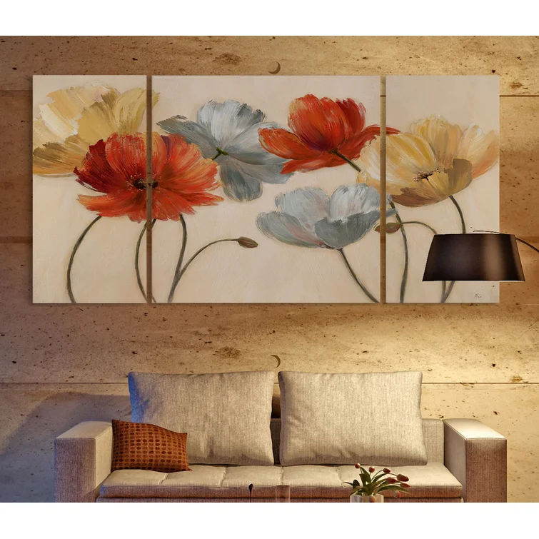 Poppy Palette Revisited 3 Piece Print No Frame 48"x24" thumbnail 2