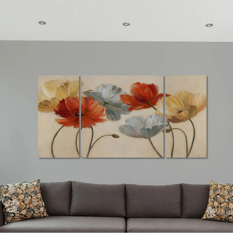 Poppy Palette Revisited 3 Piece Print No Frame 48"x24" thumbnail 3