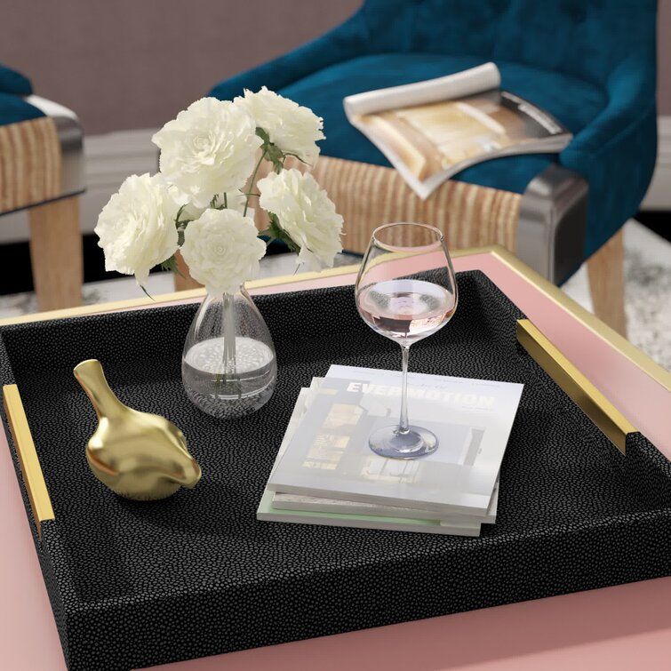 Black with Gold Handles Beck Coffee Table Tray thumbnail 2