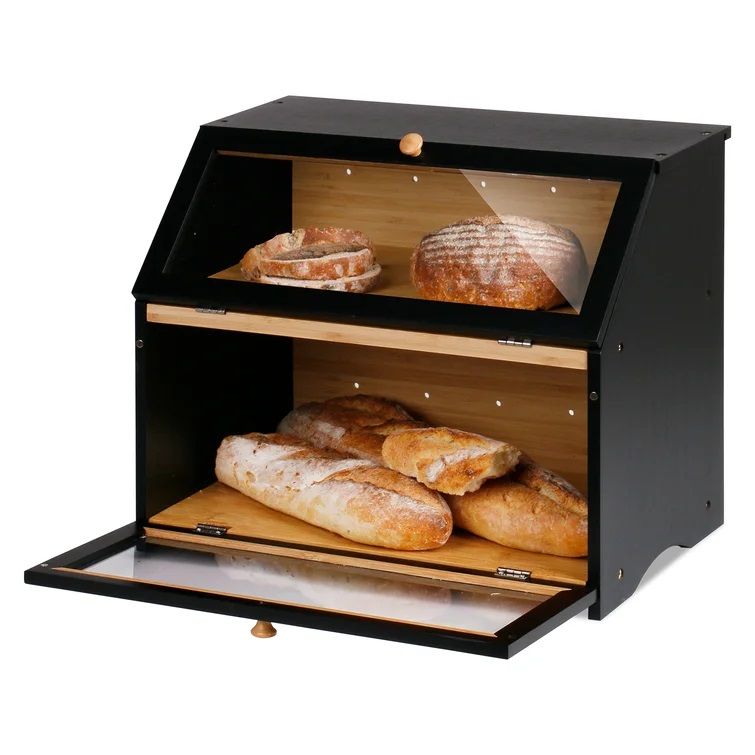 Bamboo Two-Layer Bread Box thumbnail 3