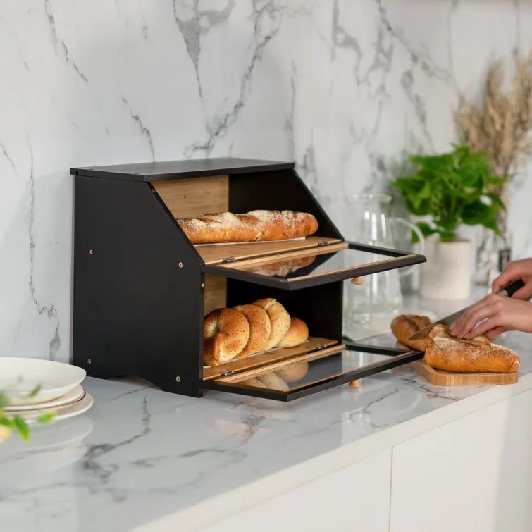 Bamboo Two-Layer Bread Box thumbnail 4