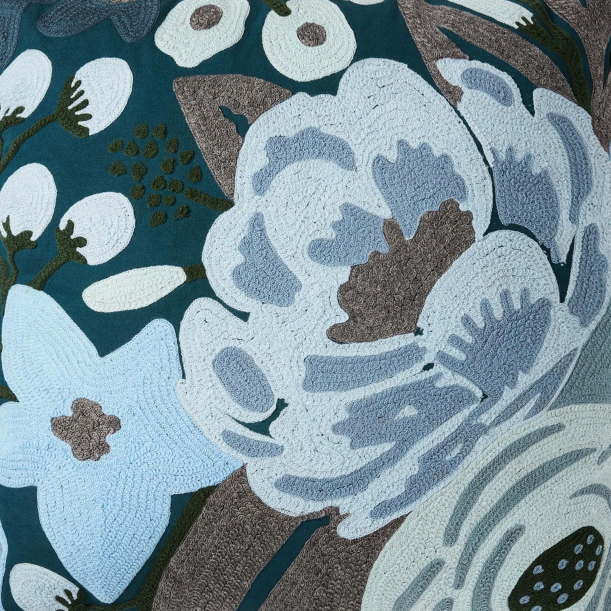 Blue and Multi Flower Pillow No Insert-18"x18" thumbnail 2