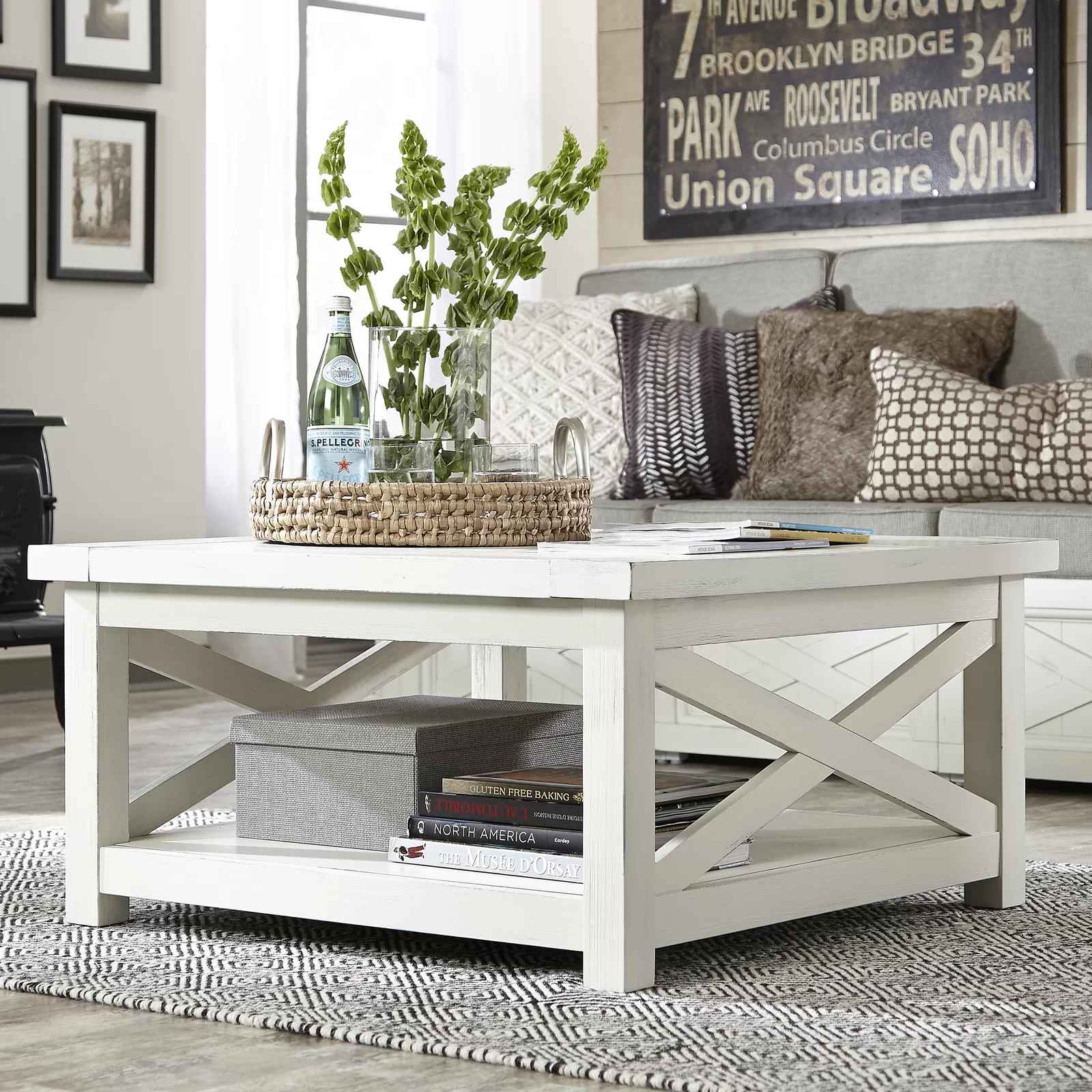 Lana Cross Legs Coffee Table With Storage thumbnail 2