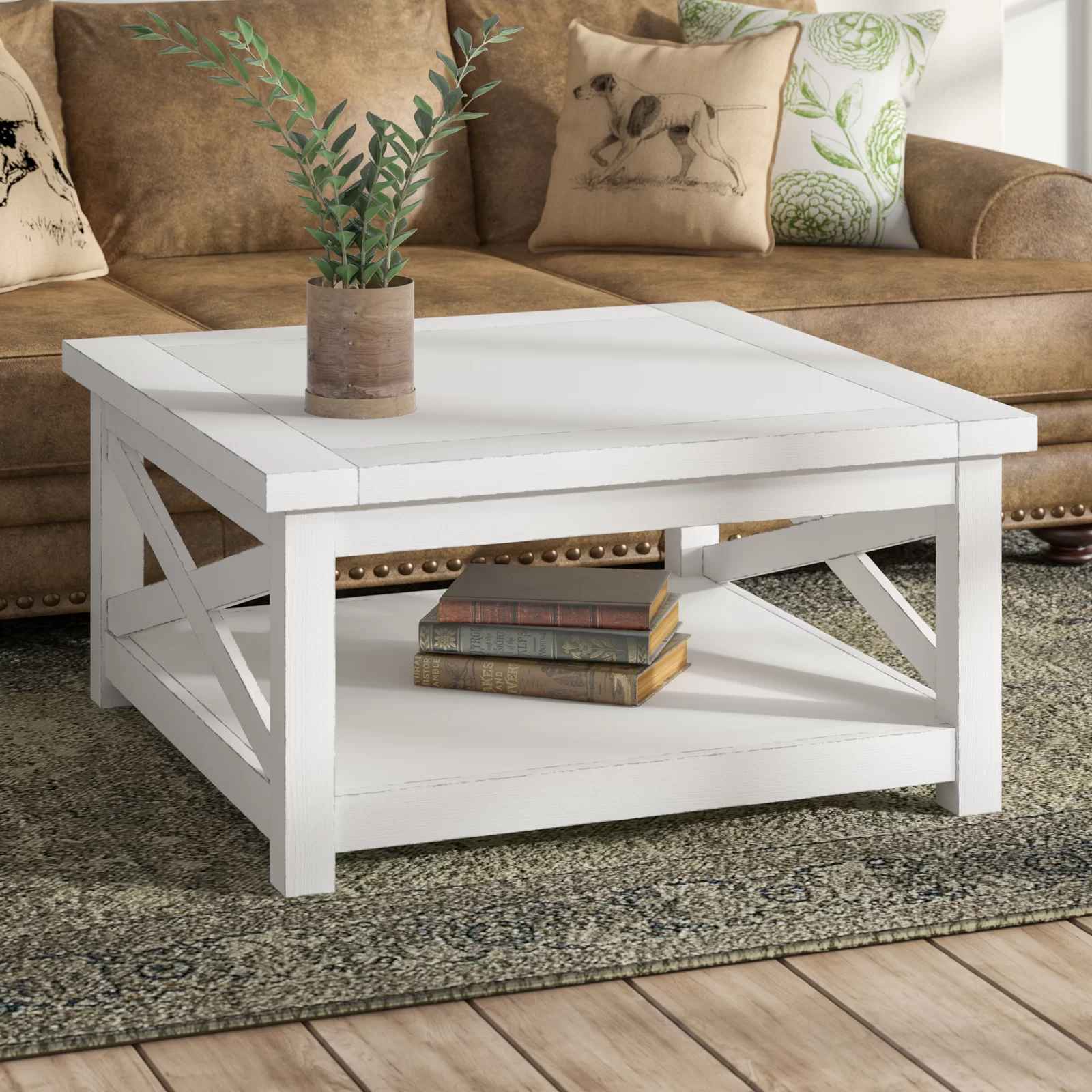 Lana Cross Legs Coffee Table With Storage thumbnail 5