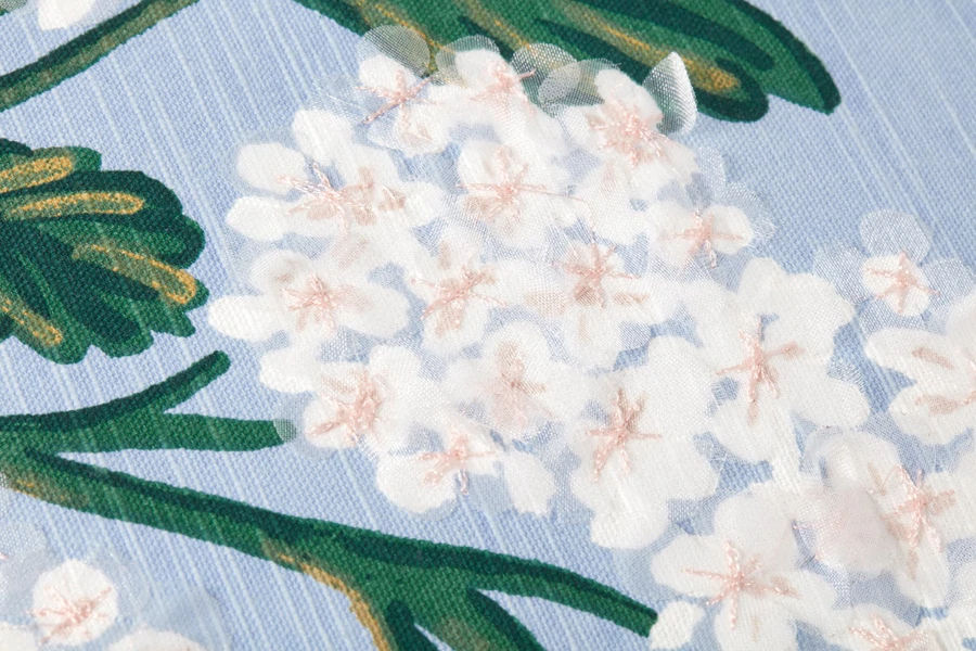 Hand Woven Blue  Ivory And Floral Pillow No Insert 22"x22" thumbnail 3
