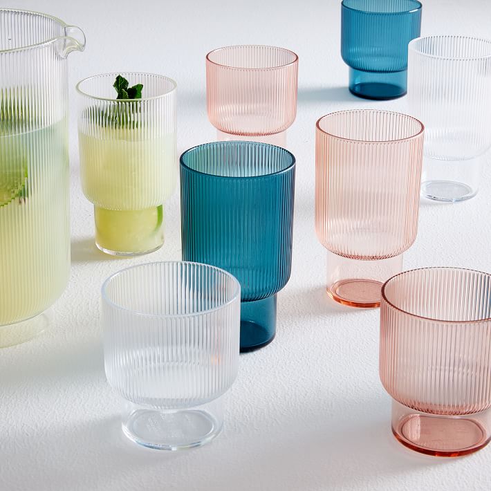 Fluted Acrylic Highball Drinkning Glasses Set of 4 thumbnail 2