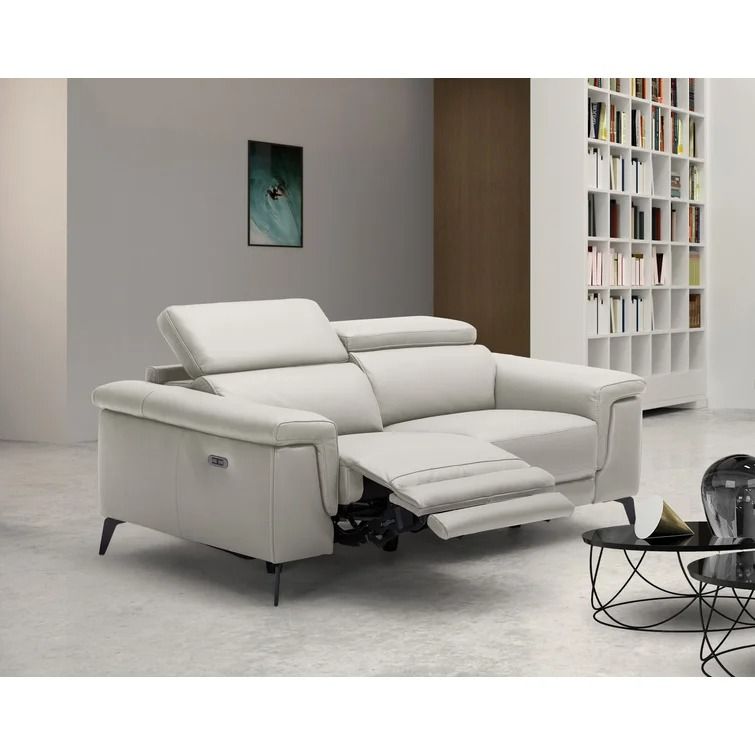 Philippa 67'' Genuine Leather Pillow Top Arm Reclining Loveseat thumbnail 2