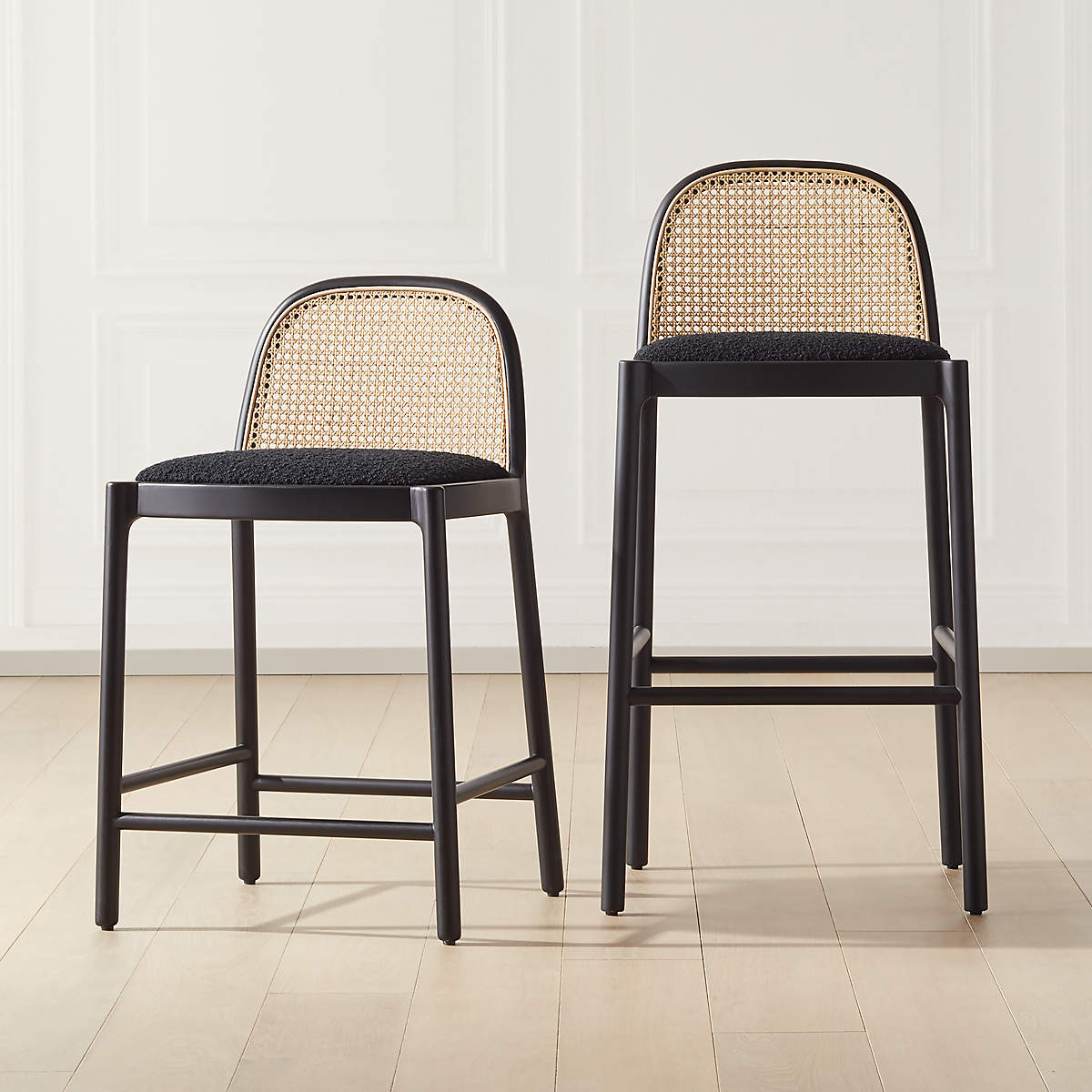 Nadia Black Cane Counter Stool thumbnail 2
