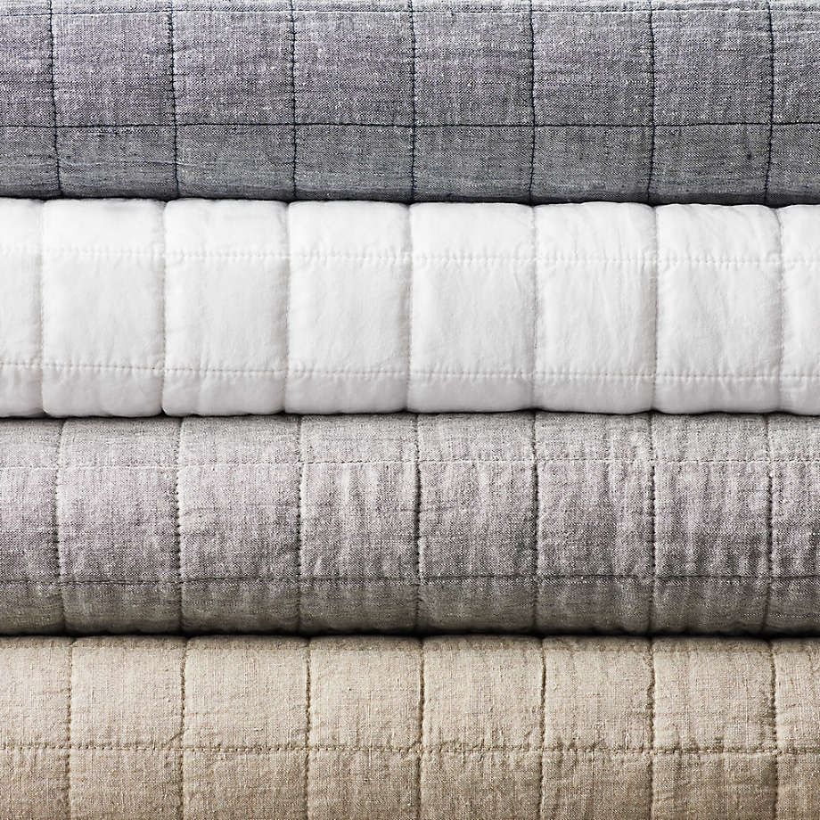 Blue Belgian Flax Linen Quilt King thumbnail 2
