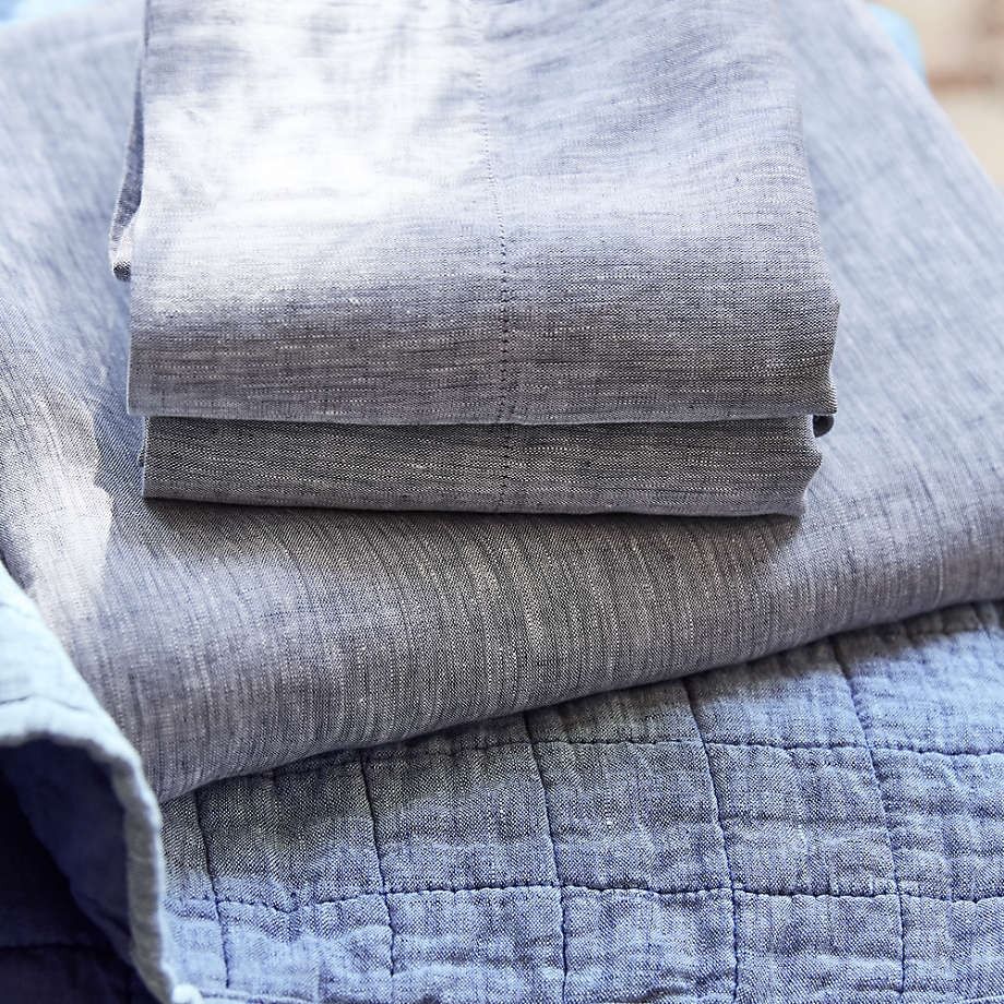 Blue Belgian Flax Linen Quilt King thumbnail 3