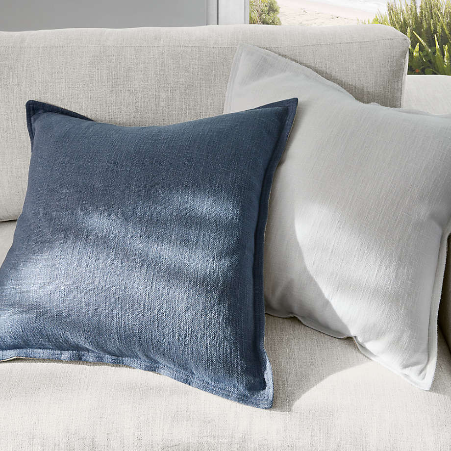 Blue Laundered Linen Throw Pillow No Insert 20"x20" thumbnail 4