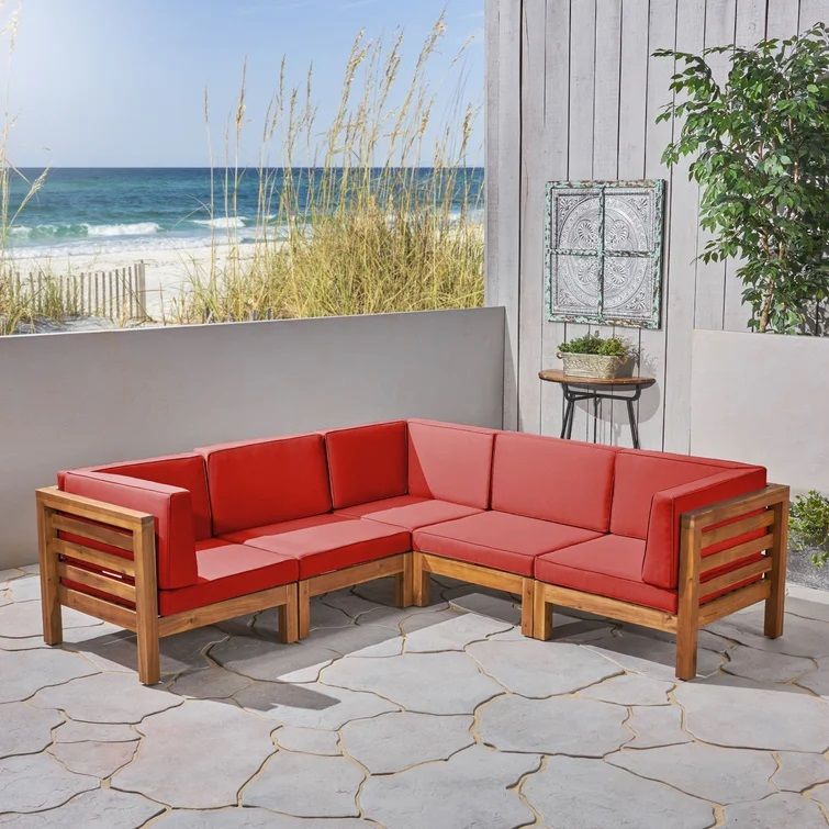 Wide Outdoor Symmetrical Patio Sectional with Cushions thumbnail 2