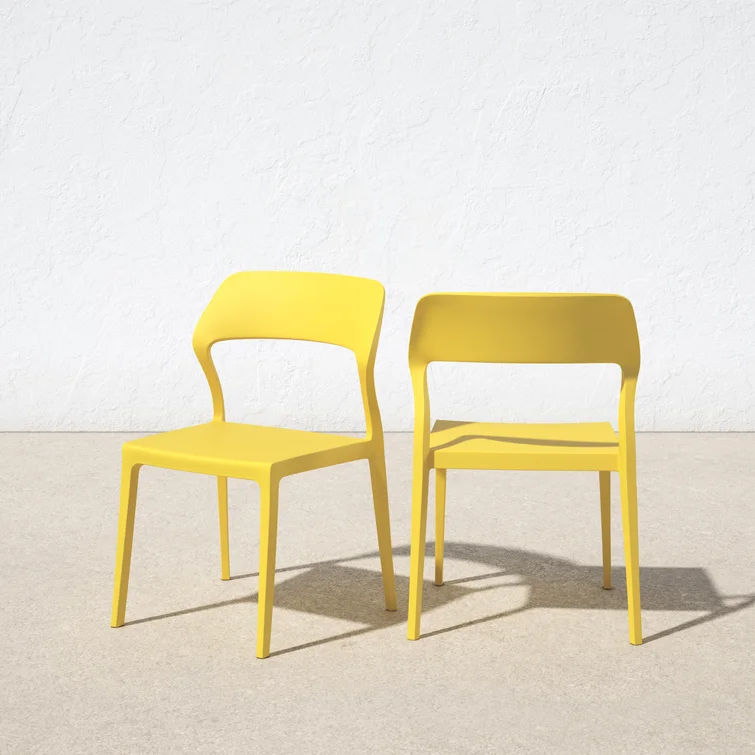 Annis Stacking Patio Dining Side Chair Set of 2 thumbnail 5