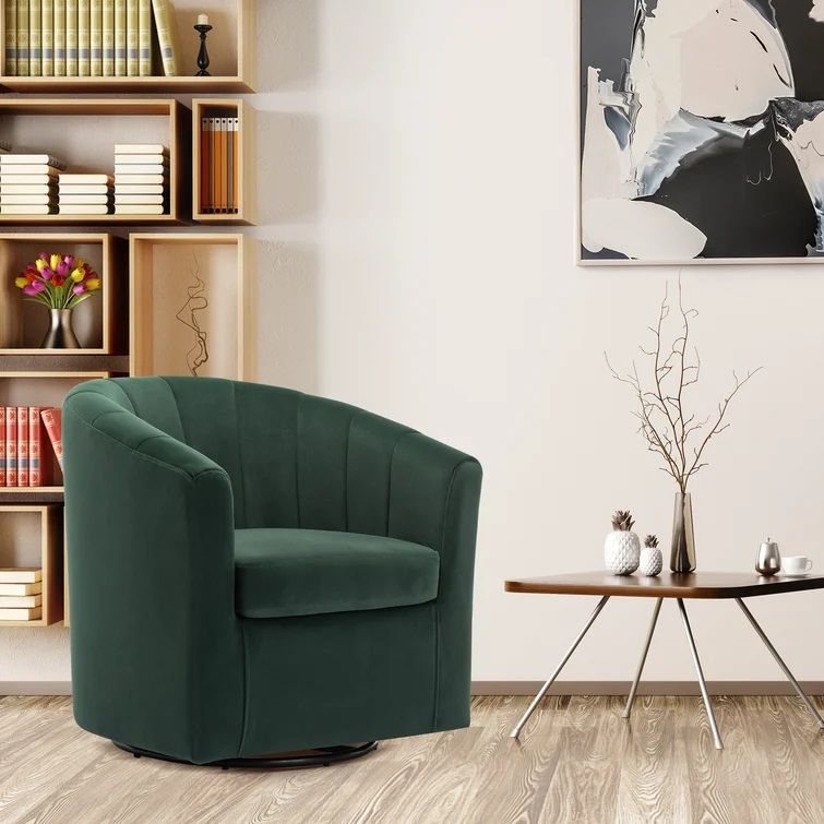 Barrentine Velvet Swivel Barrel Chair thumbnail 2