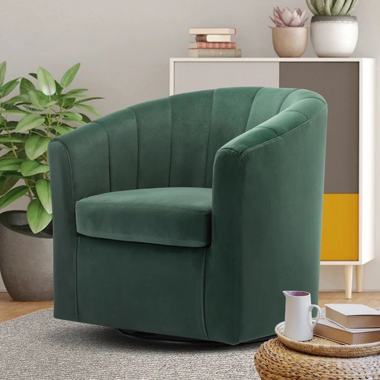 Barrentine Velvet Swivel Barrel Chair thumbnail 5