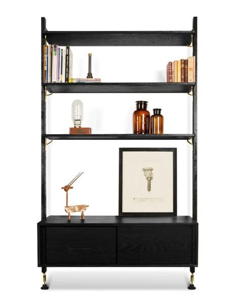 Theo Wall Unit with Drawer in Charred Oak thumbnail 2