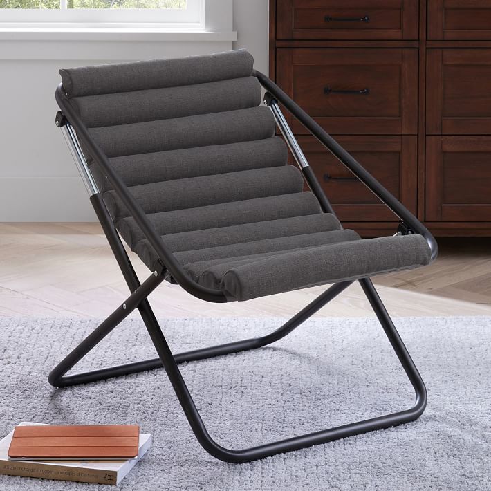 Chenille Plain Weave Washed Charcoal Sling Chair thumbnail 2