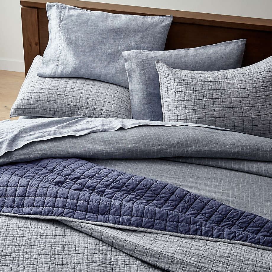 Blue Belgian Flax Linen Sham King 36"x20" thumbnail 2